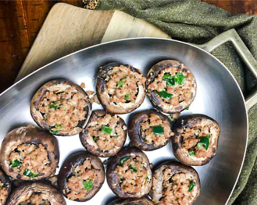 Spicy Turkey Sausage Stuffed Mushrooms